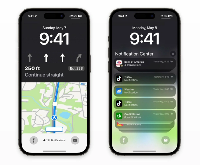 雷州苹果维修服务分享iOS17锁屏地图导航半屏显示长什么样 